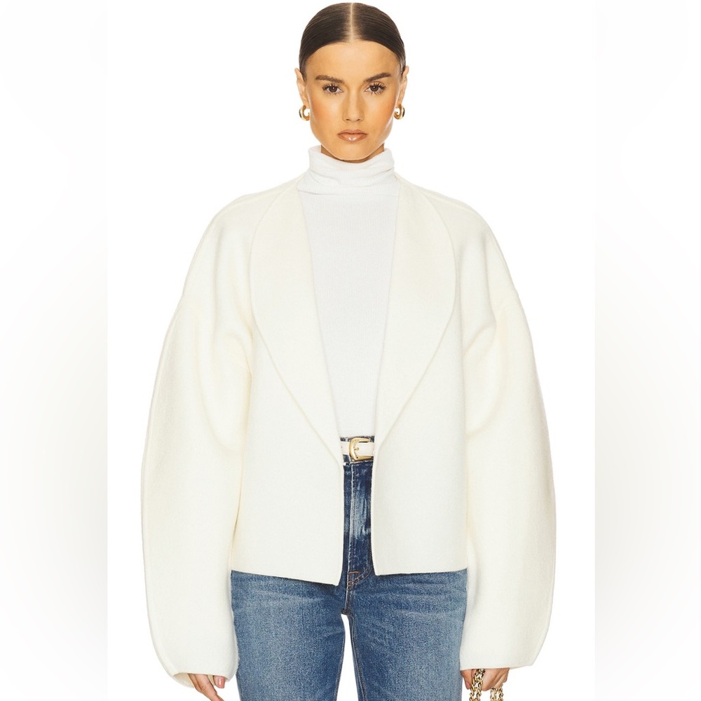 Revolve L’Academie —Elegant White Open-Front Cardigan